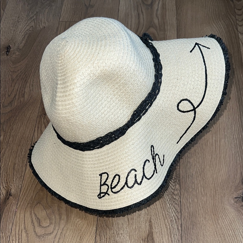 INC Beach Sun Hat - Cream and Black